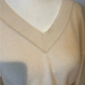LoveShackFancy Cream V-Neck Sweater